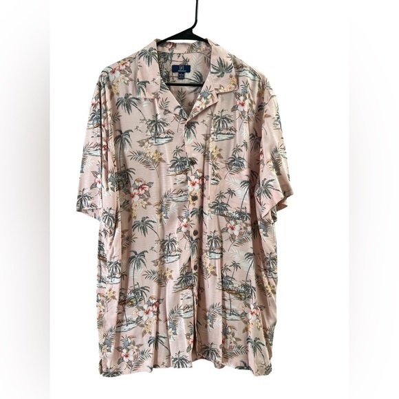 George pink floral short sleeve button down shirt - Picture 1 of 4